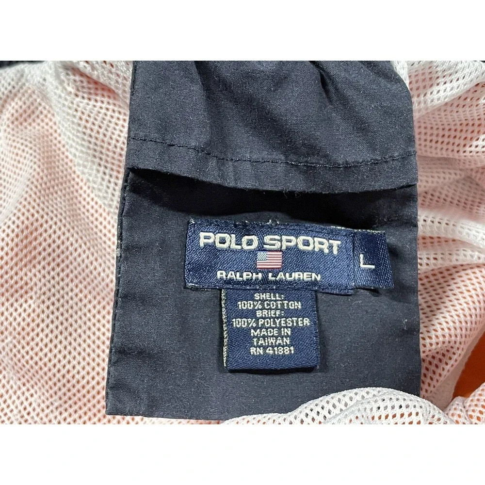 Polo Sport Ralph Lauren Men Orange Cotton Swim Trunks Board Shorts L Vintage